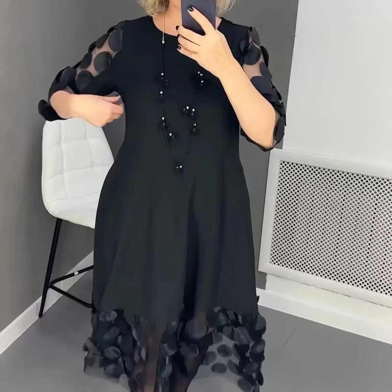 ChicMesh™ Elegant O-Neck A-Line Dress – Effortless Style for Work & Play