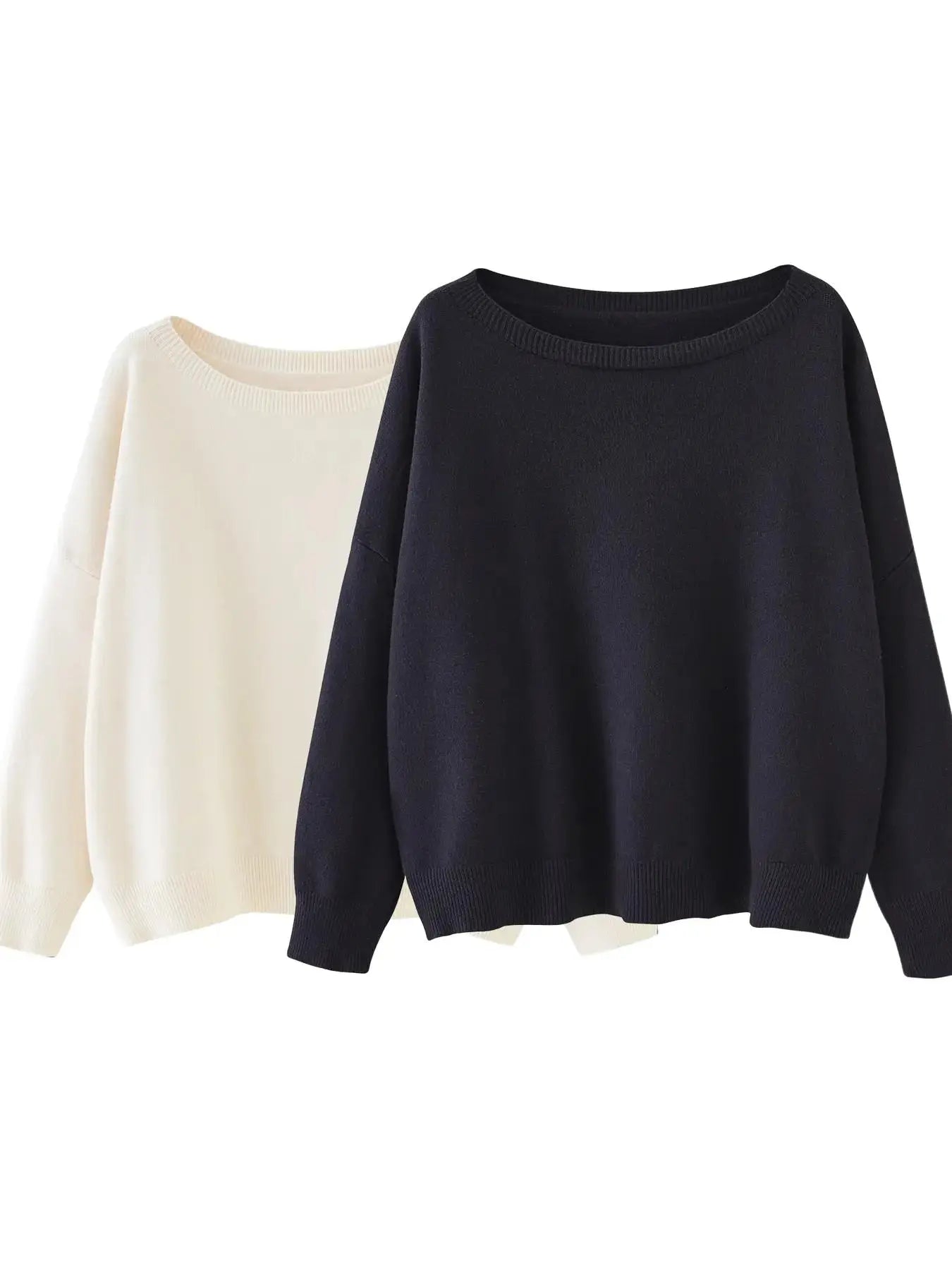 Scoop Neck Knitted Sweater