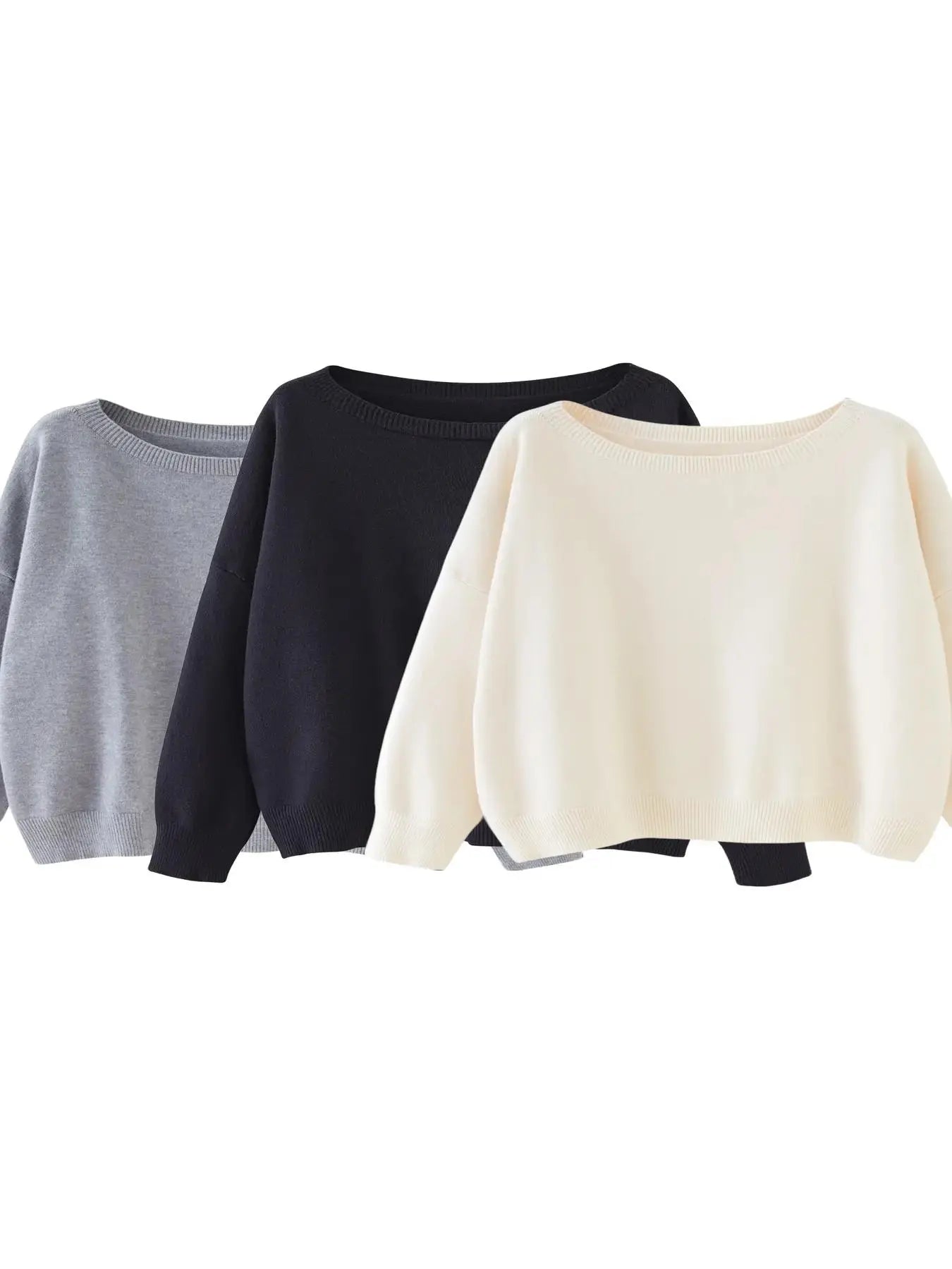 Scoop Neck Knitted Sweater